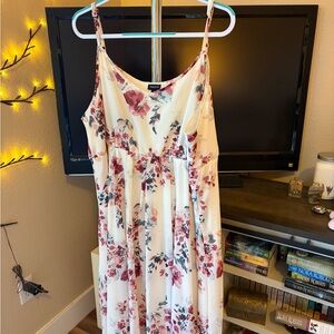 Torrid Cream and Pink Floral Midi Dress